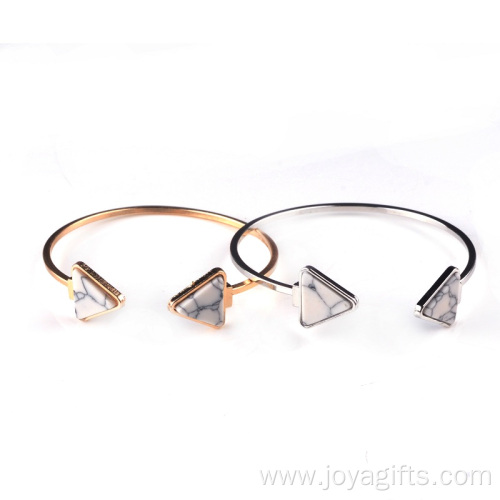 Copper Bangles Gold Plated Triangle Howlite Gemstone